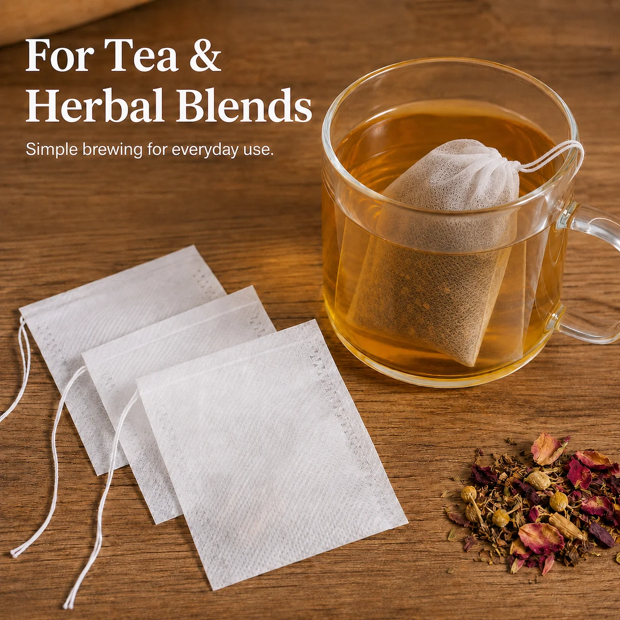 Herbal Tea - 100 stuks wegwerp theefilterzakjes met trekkoord,