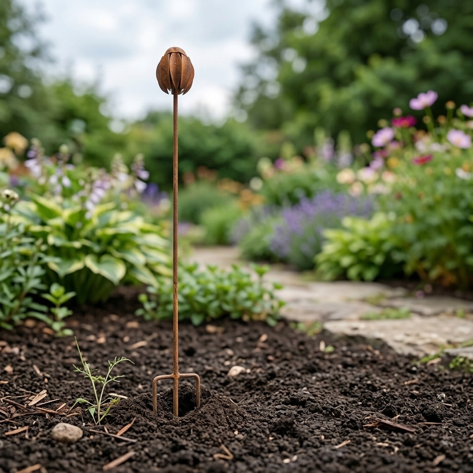 Metalen tuinpaal met echinacea - Echinacea recensie en prijs