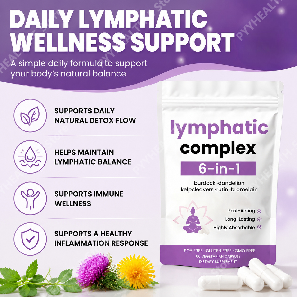 6-in-1 Lymfatisch Complex Caps - Herbal Supplement recensie en prijs